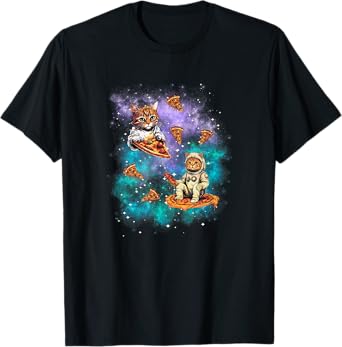 Space Cat Pizza Food Cosmic Pizza Funny Cat In Space T-Shirt
