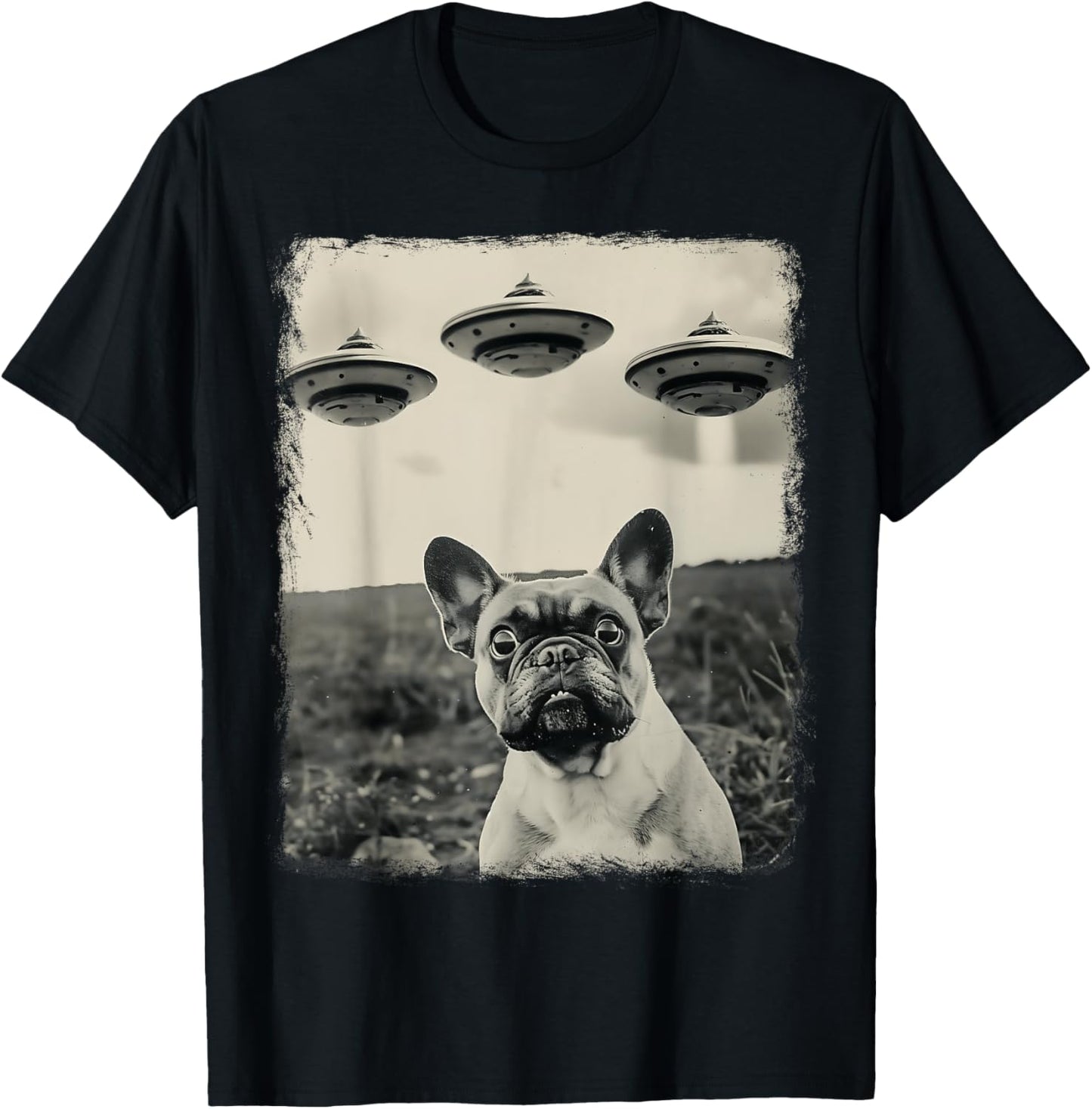 French Bulldog Dog UFO Alien Extraterrestrial Selfie T-Shirt