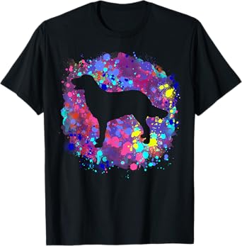 Flat Coated Retriever Dog Lover Pet Watercolor Silhouette Men Women Girls Kids T-Shirt