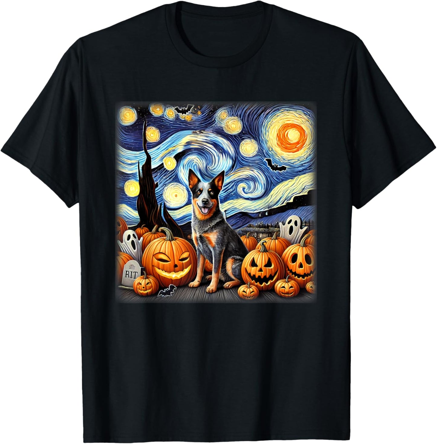Starry Night Australian Cattle Dog Halloween T-Shirt