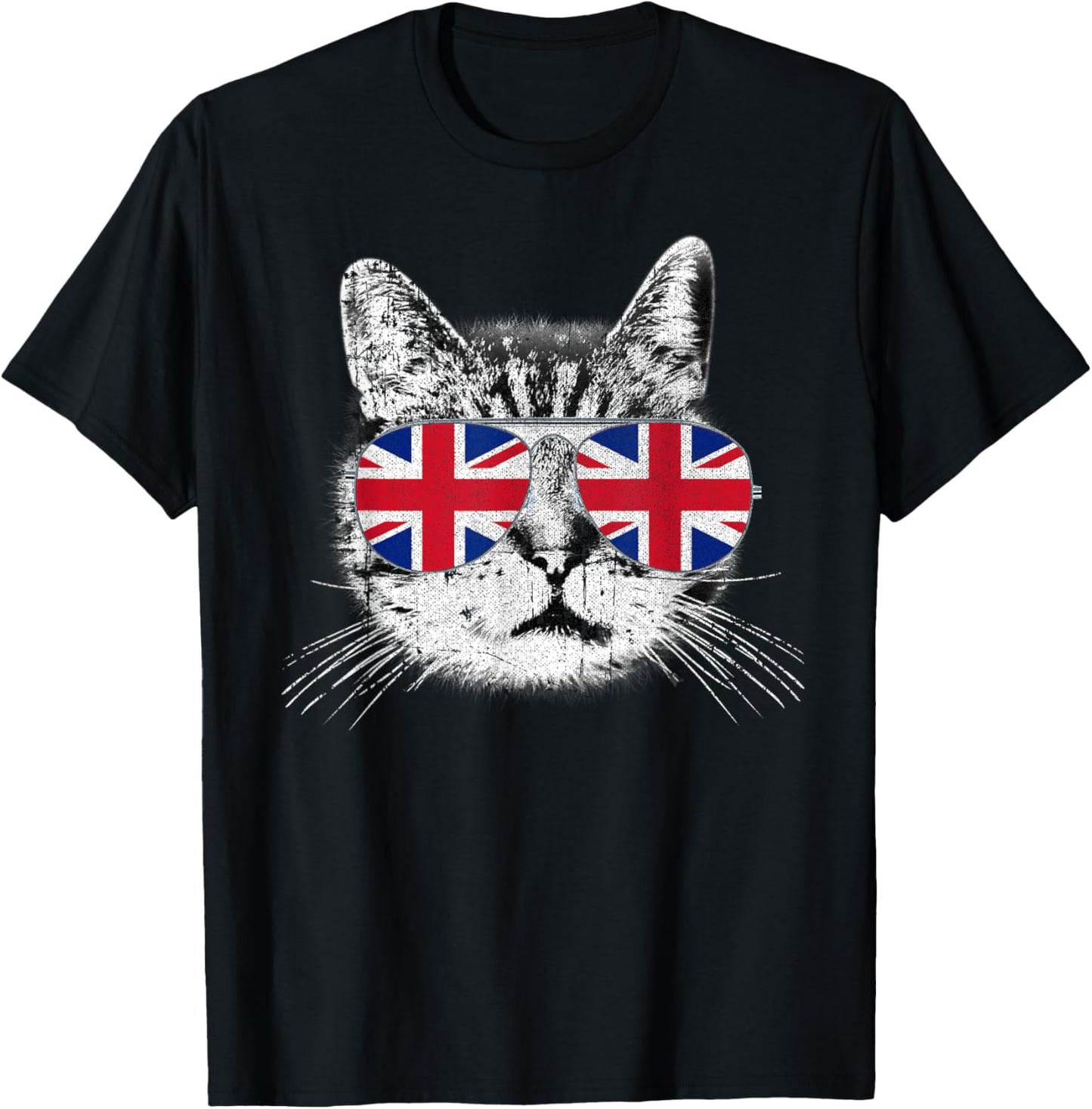 UK Union Jack Flag Shirt English England Cat Lover British T-Shirt