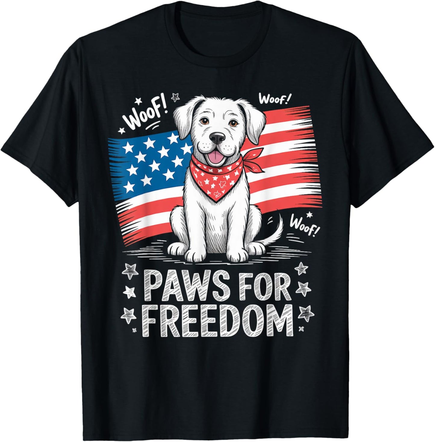 Paws for Freedom Cute Patriotic Dog 4th of July T-Shirt