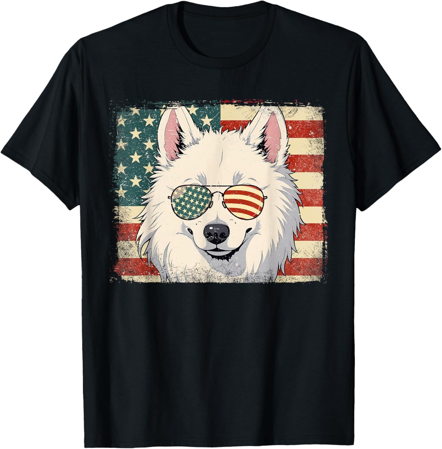 Patriotic Samoyed Dog Lover Usa Flag 4th of July T-shirt