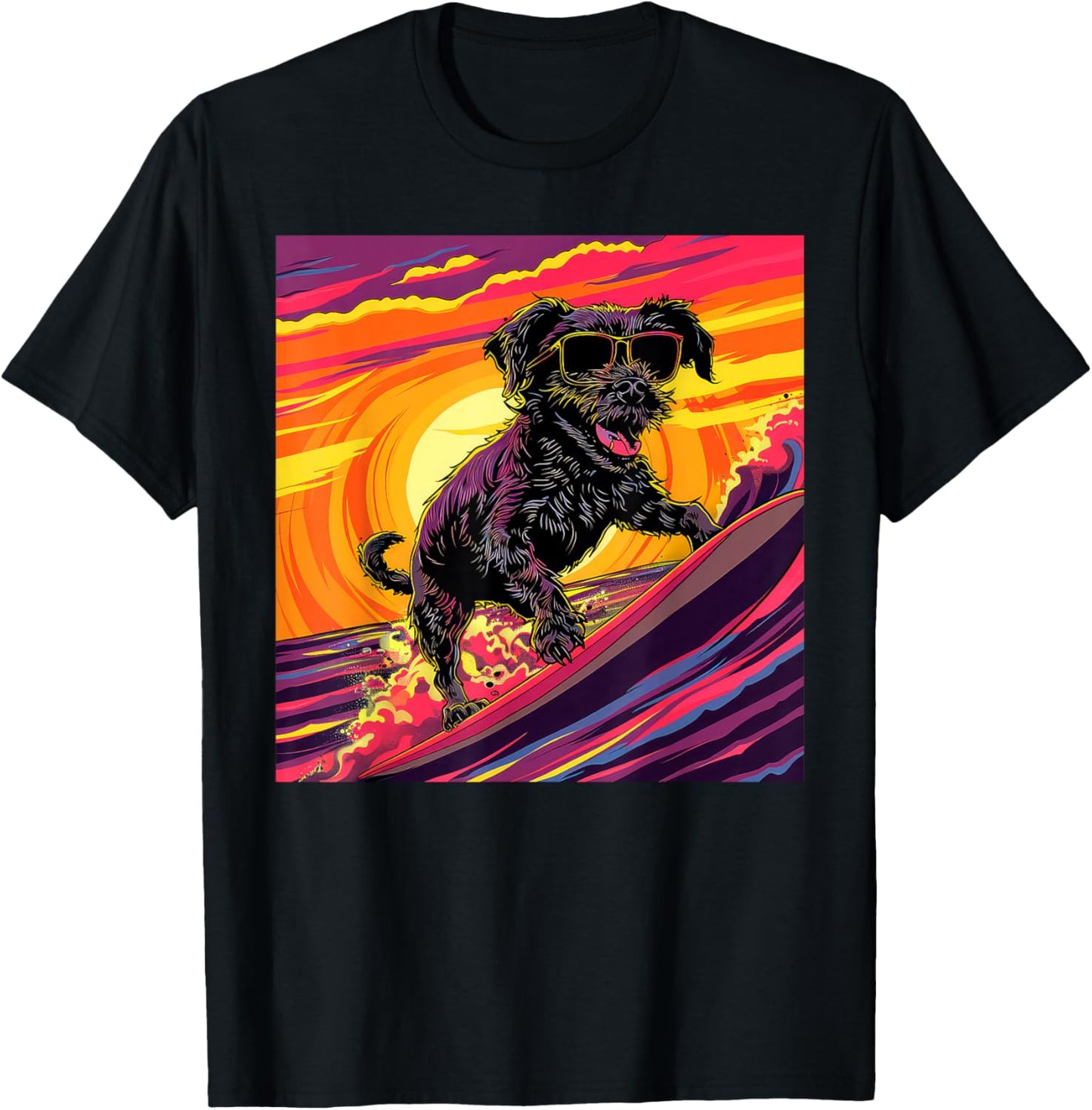Cool Dog Surfing Summer Vibes Poodle Coton Dog Maltese T-Shirt