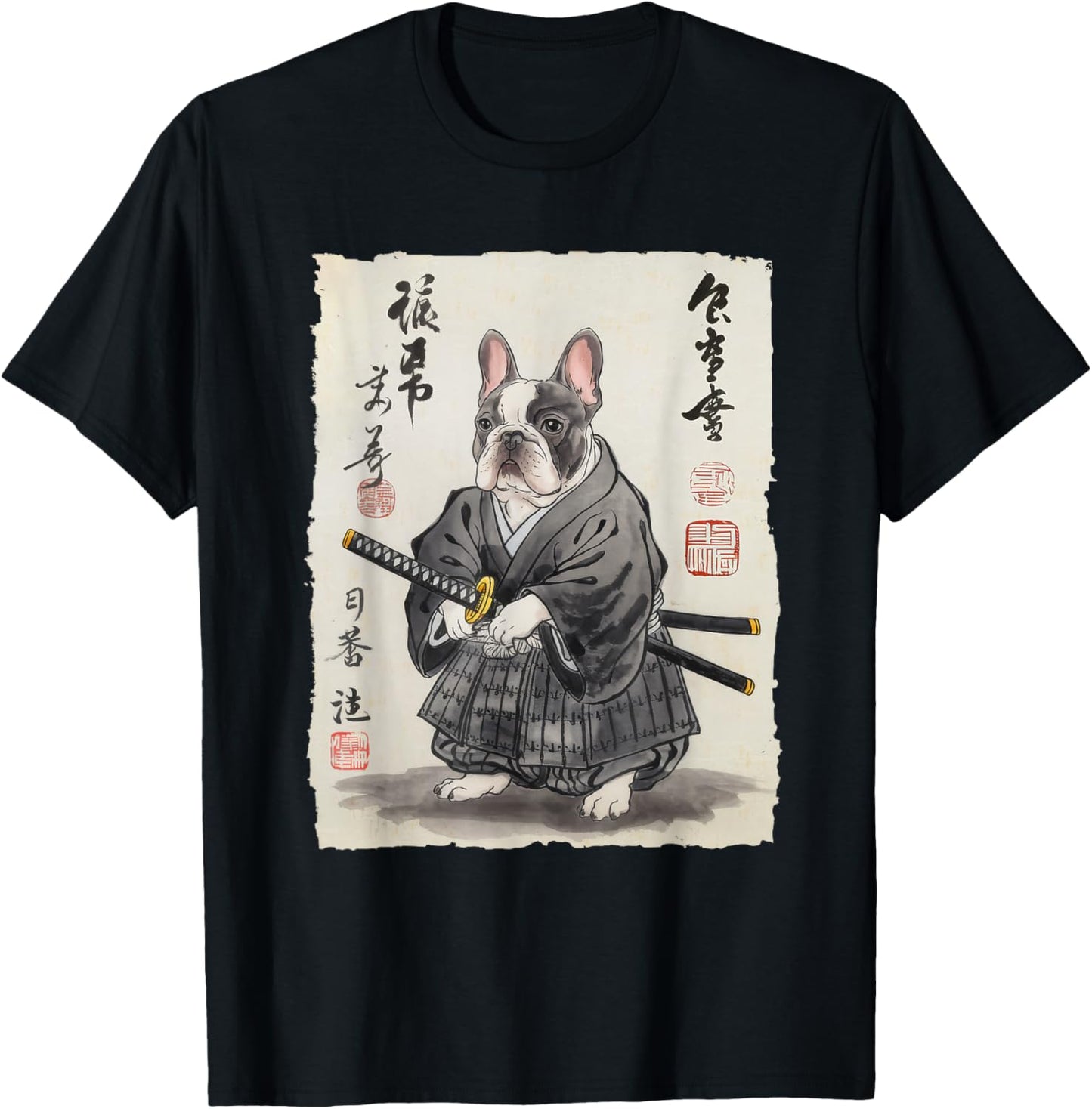 French Bulldog Samurai Japanese Ink Art for Men Women Kids T-Shirt