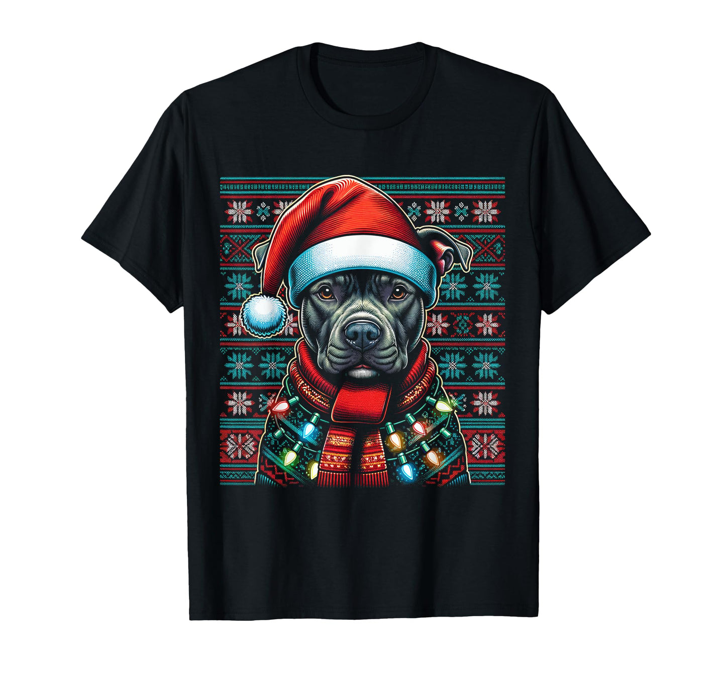 Christmas Pit bull Xmas Pit Bull Mom Dog Lover Santa Womens T-Shirt