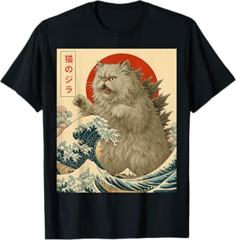 Catzilla Persian Cat Japanese Art Gifts For Men Women Kid T-Shirt