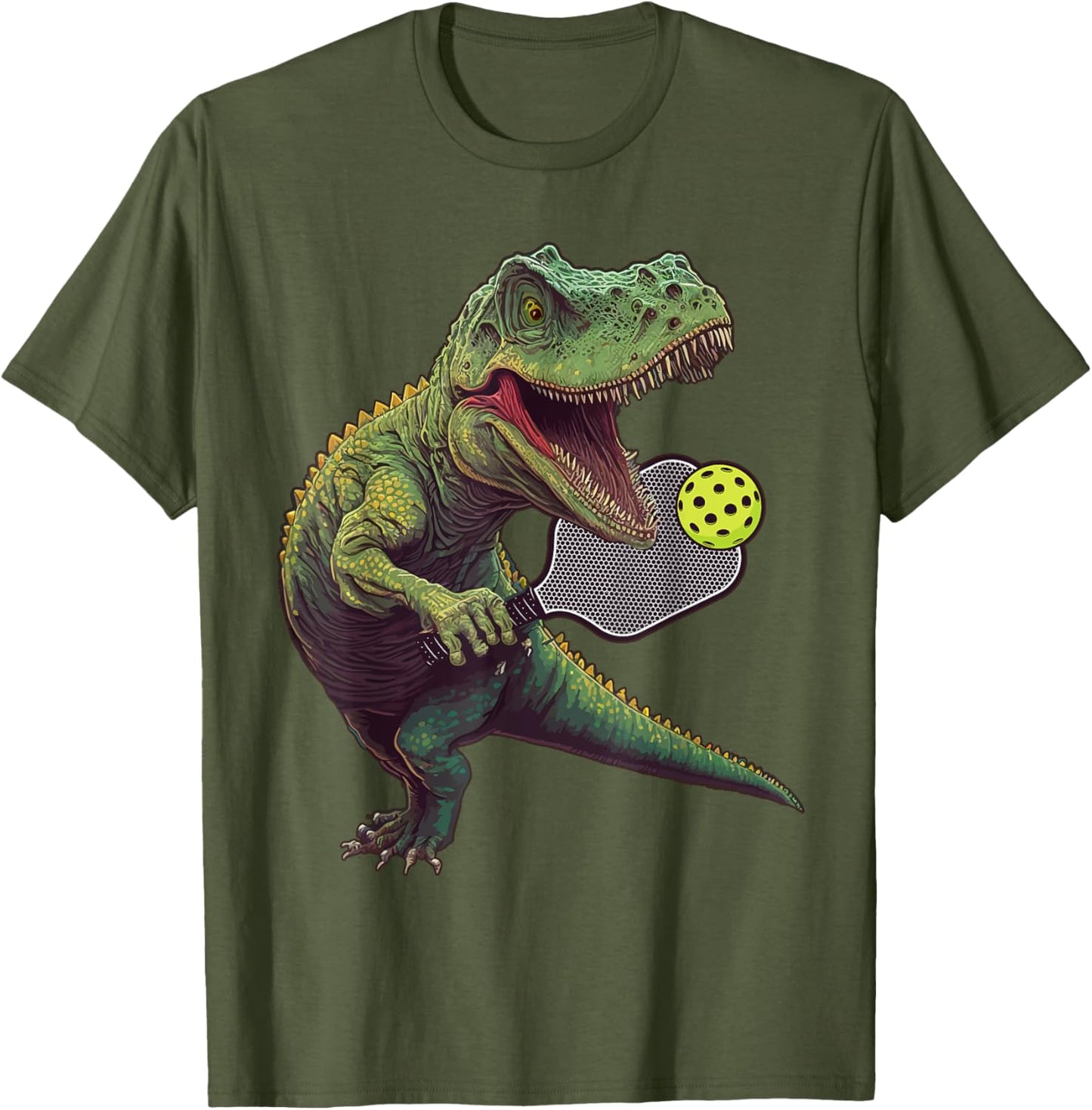 Funny Dinosaur Play Pickleball DM Green Classic Fit Short Sleeve T-Shirt