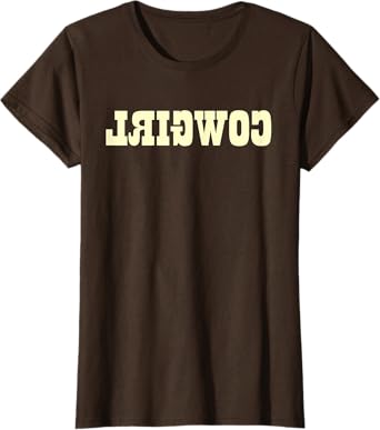 Womens Funny Reverse Cowgirl lrigwoc Brown T-Shirt