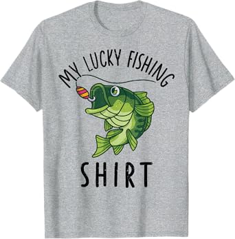 Funny My Lucky Fishing-Shirt Boy Toddler Bass Fish Graphic T-Shirt