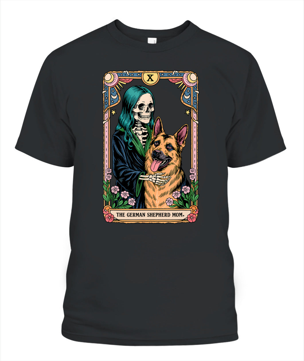 Retro German Shepherd Mom Tarot Card Witchy Vibes Dog Mom T-Shirt