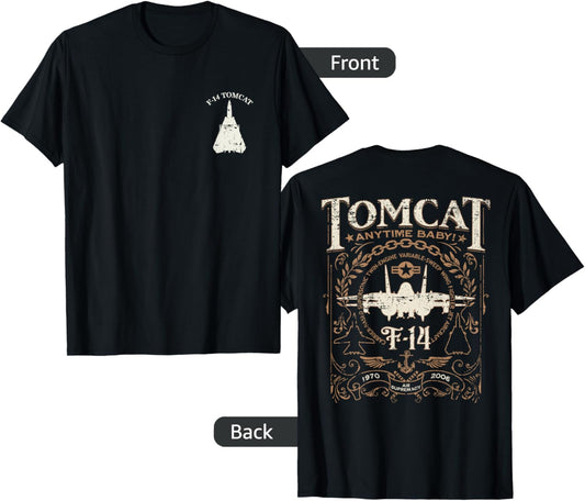 Distressed F-14 Tomcat Military Fighter Jet Front and Back T-Shirt