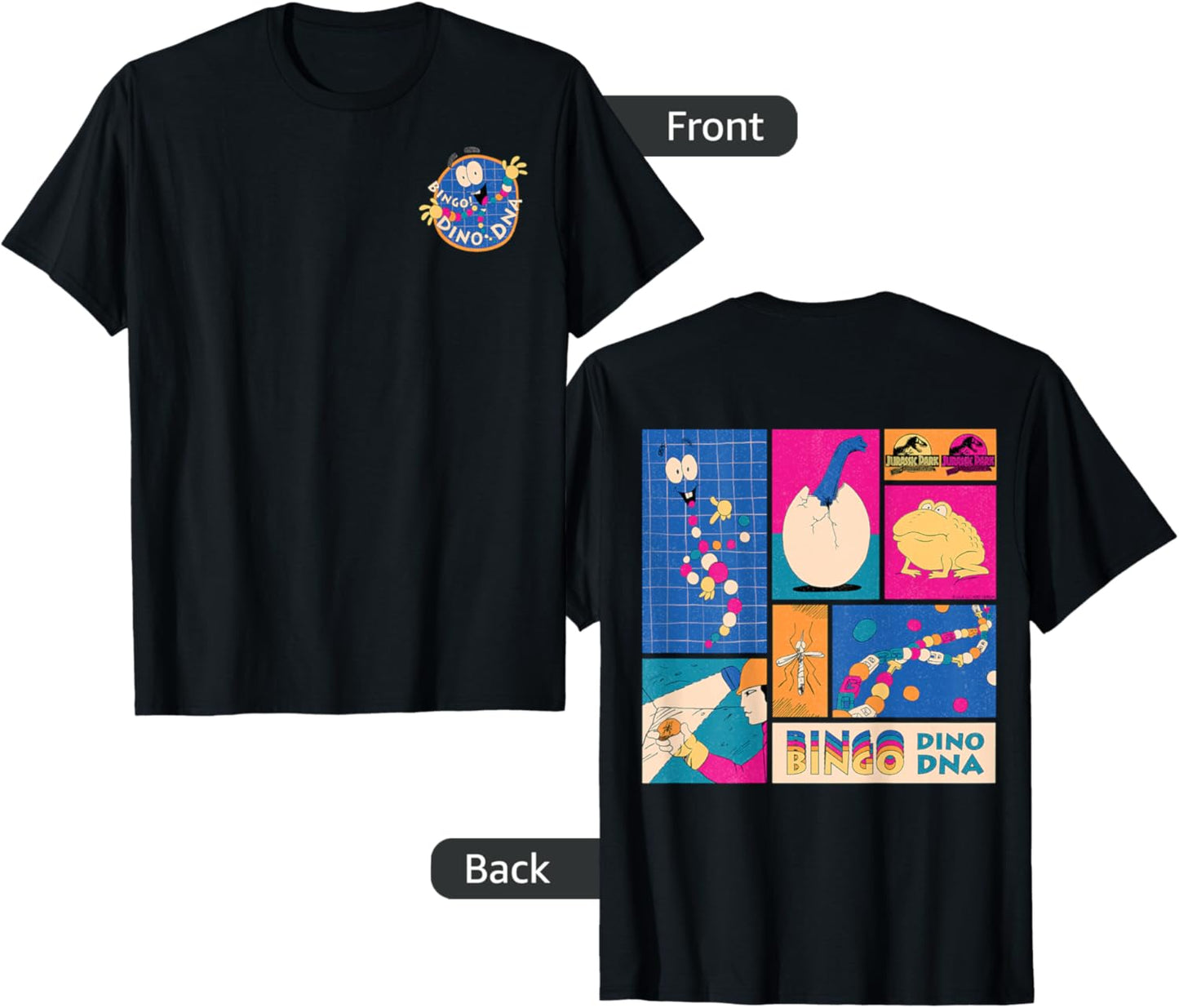 Jurassic Park 30th Anniversary Bingo Dino DNA Retro T-Shirt