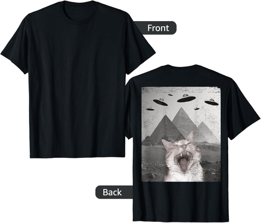 Cat UFO Meme - Funny Cat Selfie with UFOs T-Shirt