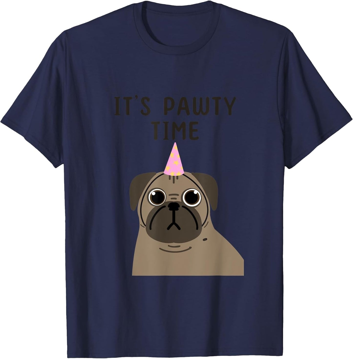 It’s pawty time cute pug dog lover party stars pink hat T-Shirt