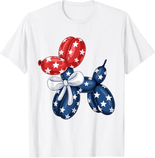 Balloon Dog Coquette 4th July Fourth Of July America Flag T-Shirt