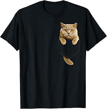 British Shorthair Cat Pocket Gifts Cat Mom Cat Dad Cat Lover T-Shirt
