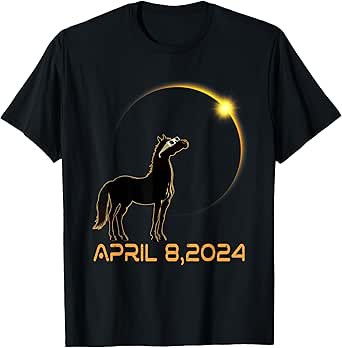 Total Solar Eclipse 2024 Horse Wearing Solar Eclipse Glasses T-Shirt