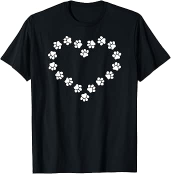 Cute Dog Paw Print Dog Gifts Paw Print Ornament Heart Love T-Shirt
