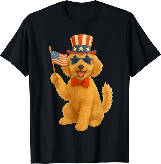 Goldendoodle 4th of July Patriotic Golden Doodle Dog Women T-Shirt