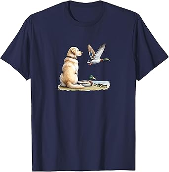 Dog & Mallard Duck,Labrador Retriever,Wild Duck in the Field T-Shirt