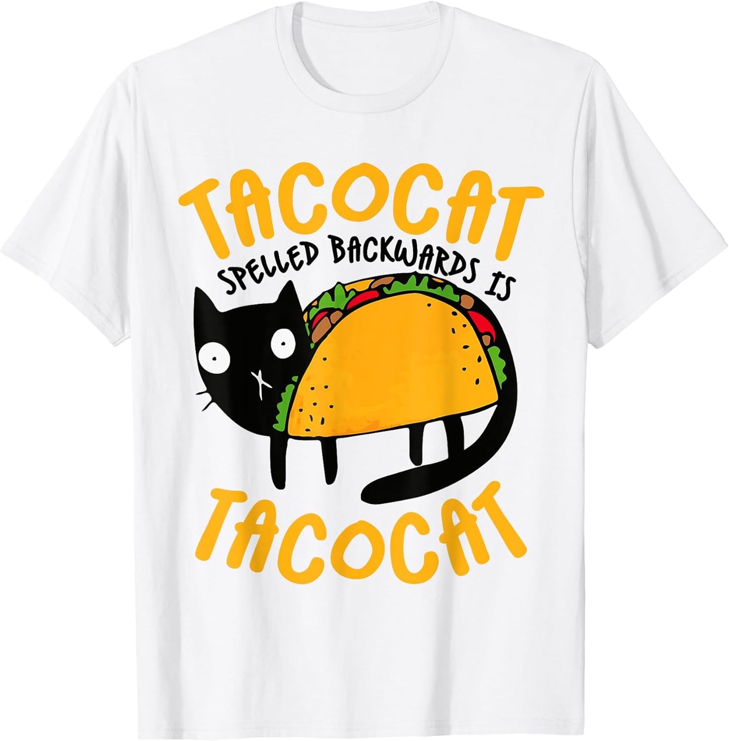 Taco Cat T-Shirt Funny I Love Tacos - Unisex-Adults Blue Small Classic Fit Cotton Blend Short Sleeve Cat T-Shirt
