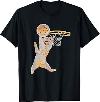 Basketball Cat Jump Shot Funny Cat Sports Fan Pet Lovers T-Shirt
