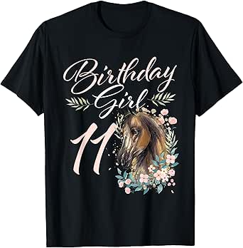 11th Birthday Girl Horse Lover 11 Years Old Bday T-Shirt