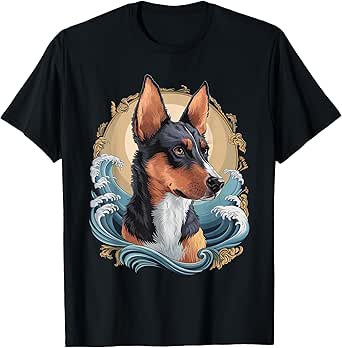 Corgi Dog Illustration with Nature and Waves for Corgi Lover T-Shirt
