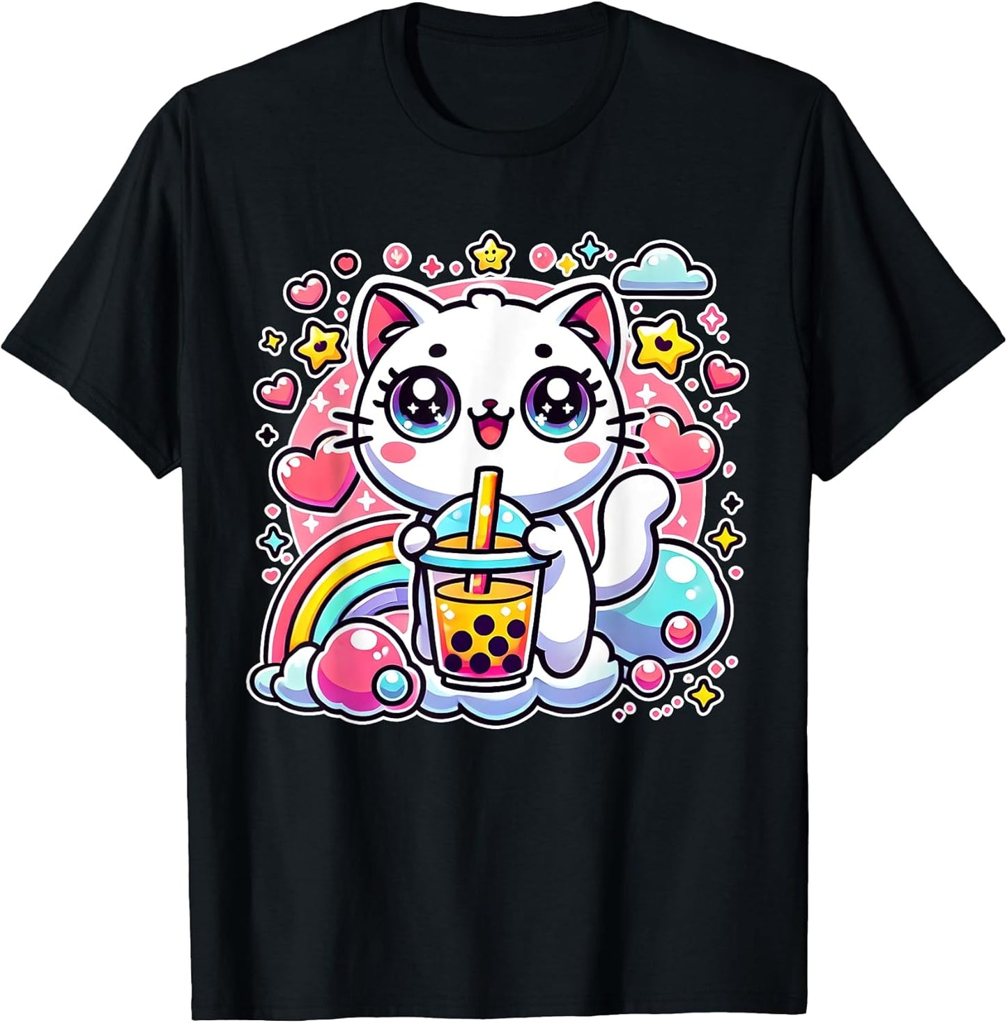 Cute Cat Boba Tea Bubble Tea Anime Kawaii Neko Gift Idea T-Shirt