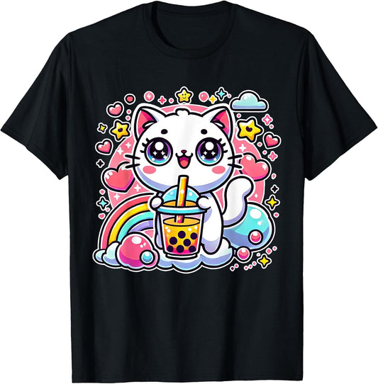 Cute Cat Boba Tea Bubble Tea Anime Kawaii Neko Gift Idea T-Shirt