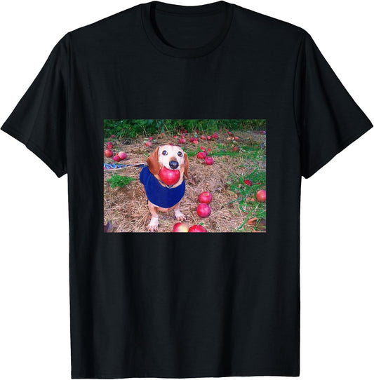 Apple Dog Meme Funny Dog With Apple In Mouth T-Shirt