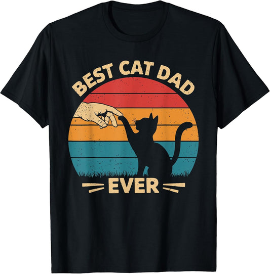 Best Cat Dad Ever | Retro Funny Cat Owner Lover Fathers Day T-Shirt