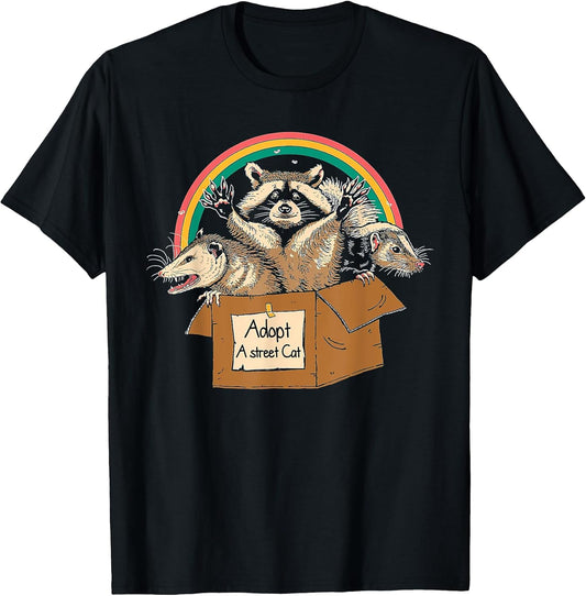 Vintage Adopt A Street Cat Shirt Funny Opossum Raccoon Skunk T-Shirt