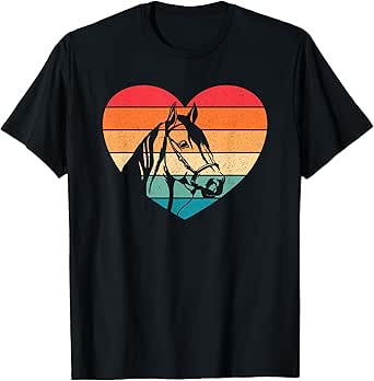 Retro Horse Heart Horseback Riding Horse Lover Women Girls T-Shirt