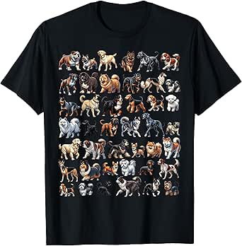 Types Of Dogs Breeds Chart Educational Canine Enthusiast T-Shirt