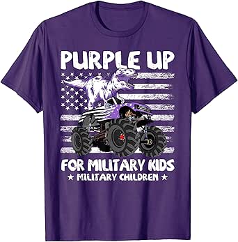 Dinosaur Purple Up for Military Kids Month Military Child T-Shirt