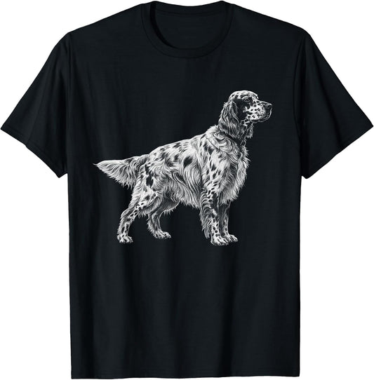 English Setter Dog Sketch Design T-Shirt