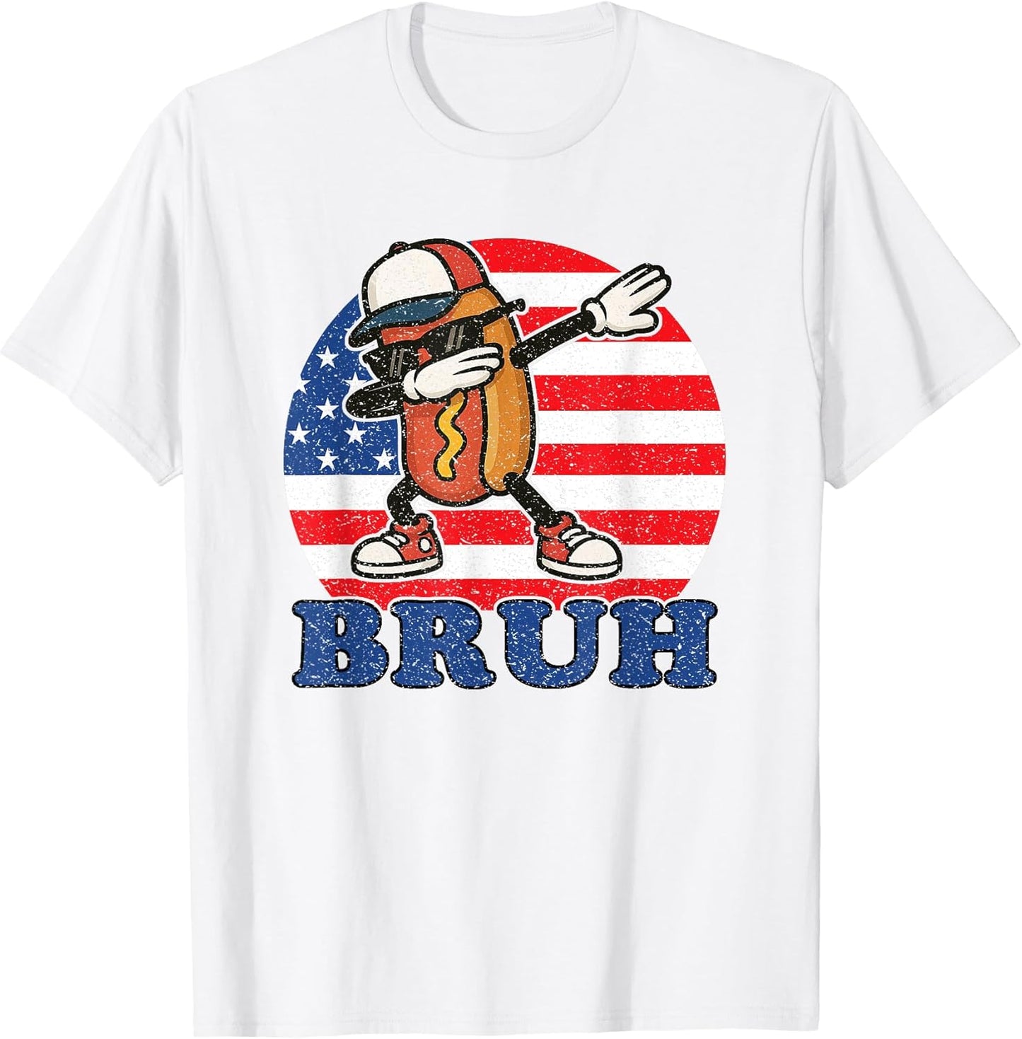 Hotdog Bruh Meme 4th Of July American Flag Patriotic Boys T-Shirt