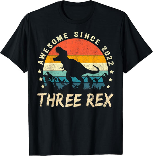 Three Rex 3rd Birthday Shirt Third Dinosaur 3 Year Old T-Shirt