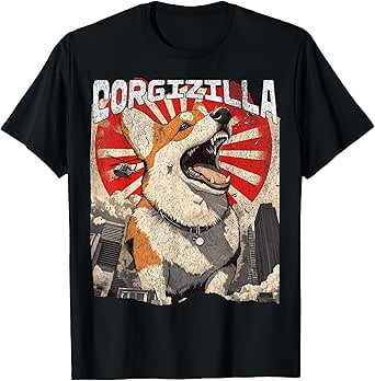 Corgizilla Funny Japan Vintage Style Corgi Lovers T-Shirt