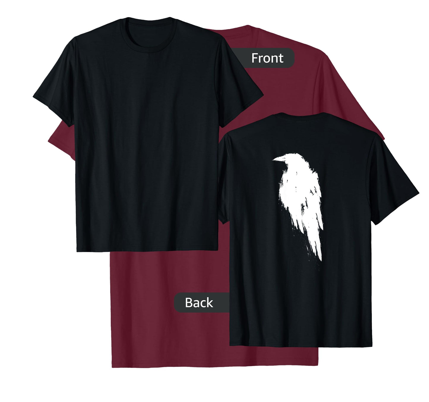 Retro Vintage White Raven Crow DESIGN ON BACK T-Shirt