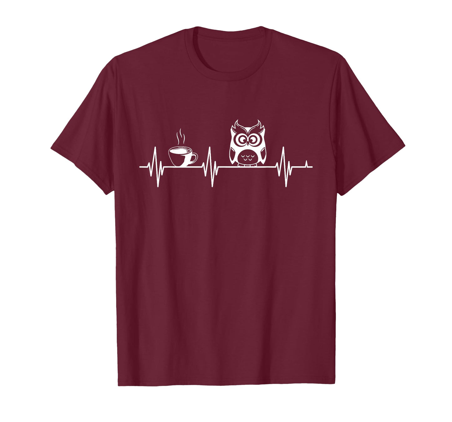 Cute Owl Art For Men Women Heartbeat Coffee Owl Lovers T-Shirt