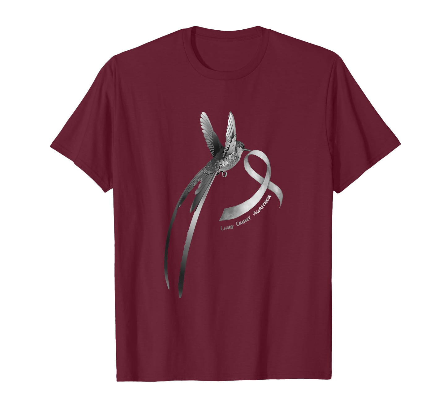 Bird White Ribbon Lung Cancer Awareness T-Shirt