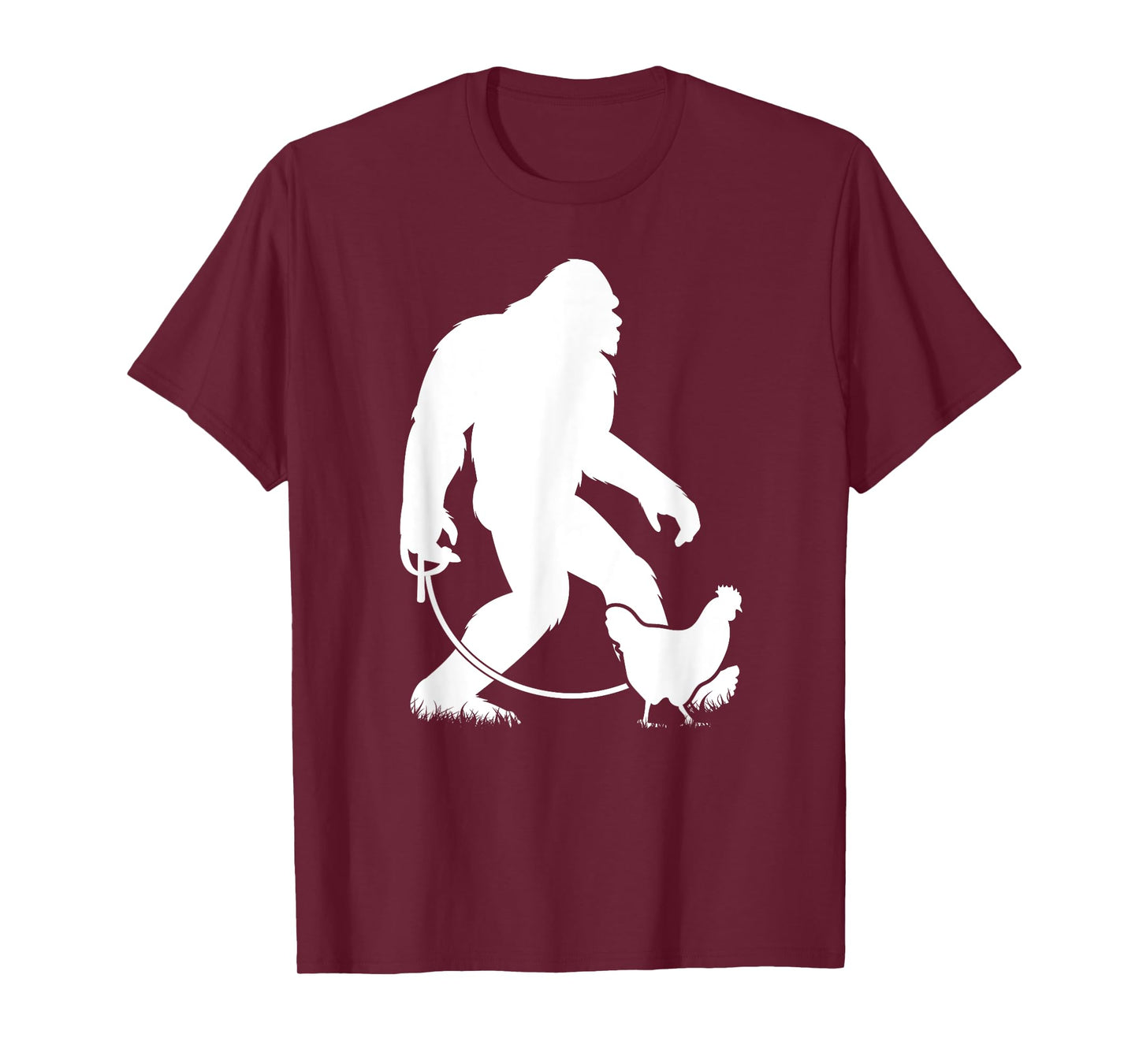 Bigfoot Walking Chicken Funny Sasquatch Chicken Silhouette T-Shirt