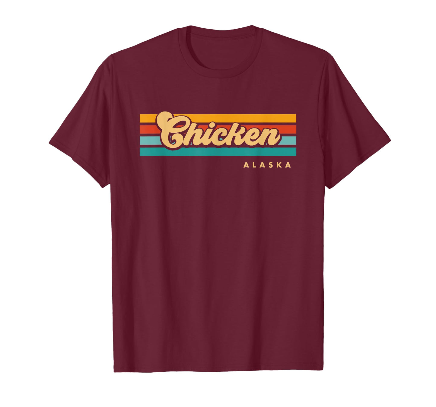 Vintage Sunset Stripes Chicken, Alaska T-Shirt