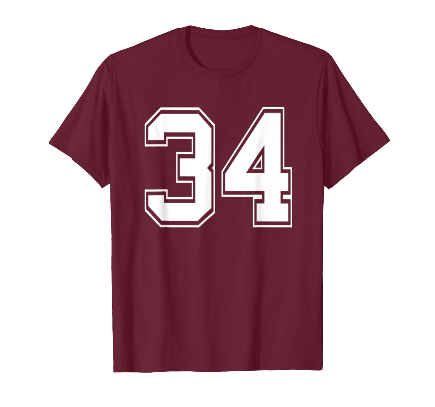 Number 34 TShirt Baseball Football Soccer Birthday T-Shirt