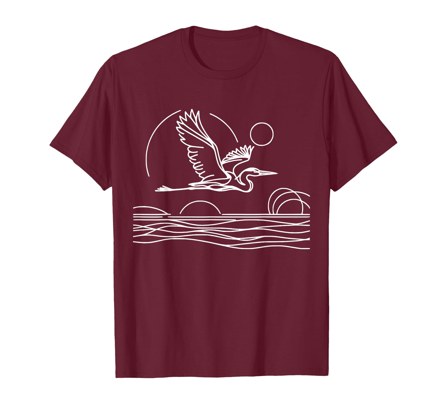 Line Art Bird & Ornithologist Great Blue Heron T-Shirt
