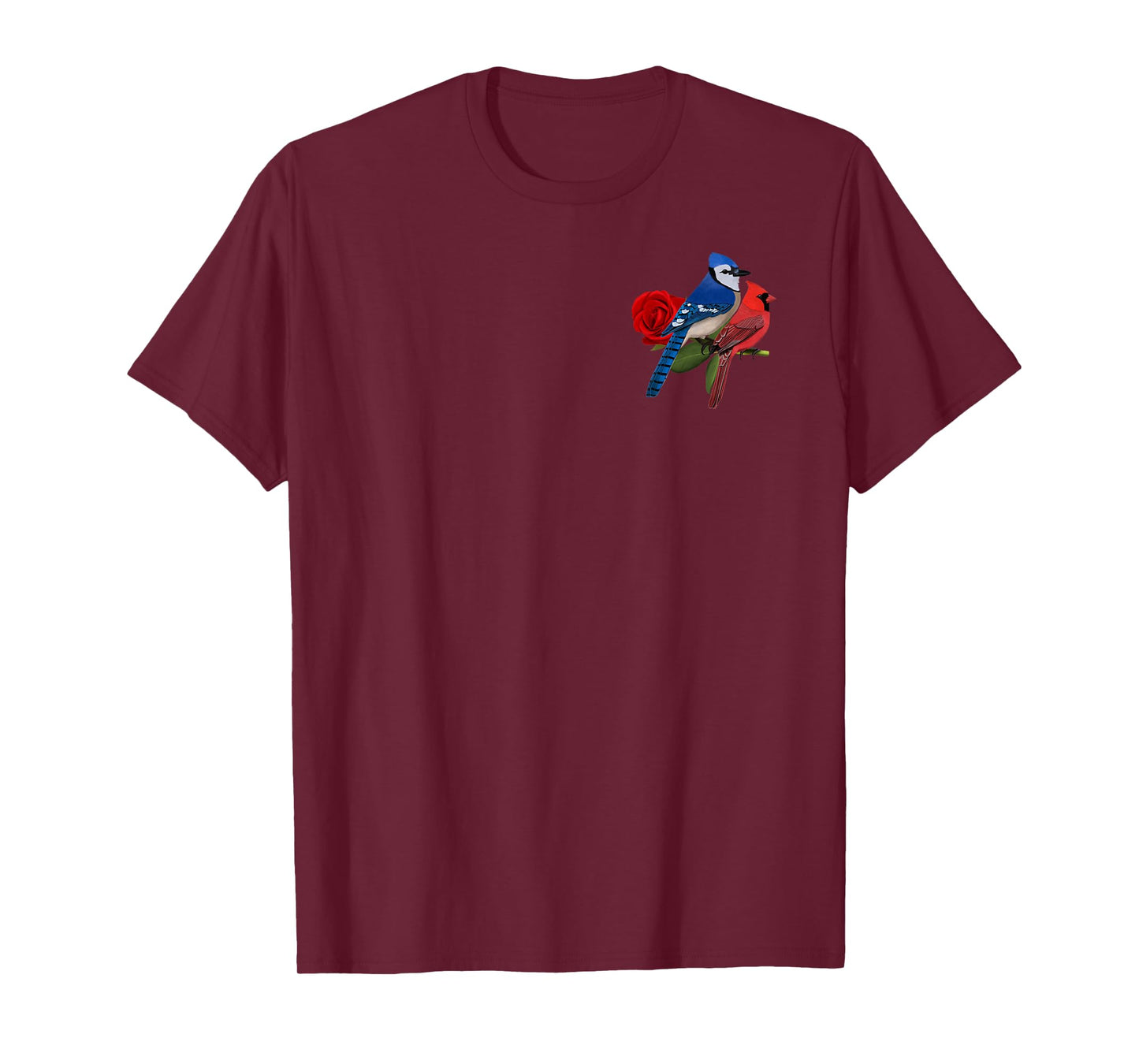 Blue Jay Cardinal Bird Valentine's Day Rose Birdlover T-Shirt