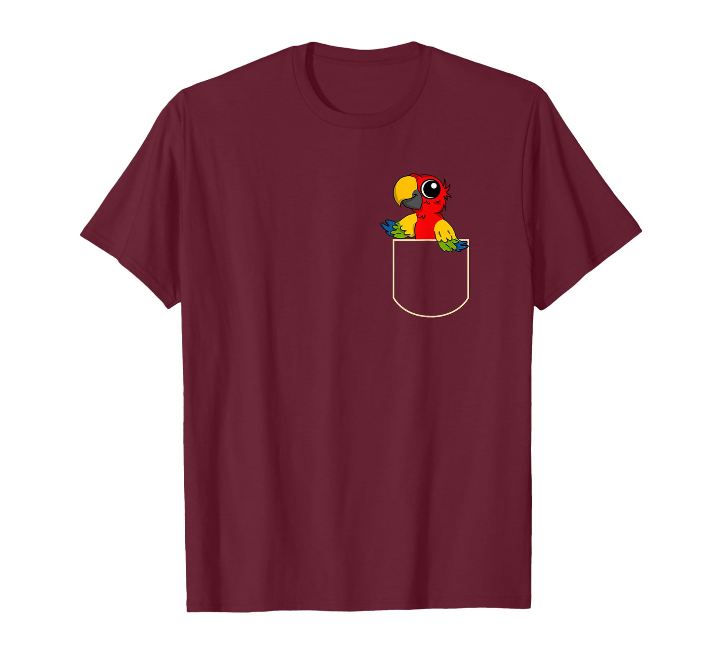 Funny Parrot in Chest Pocket Gift Parrots Pocket T-Shirt